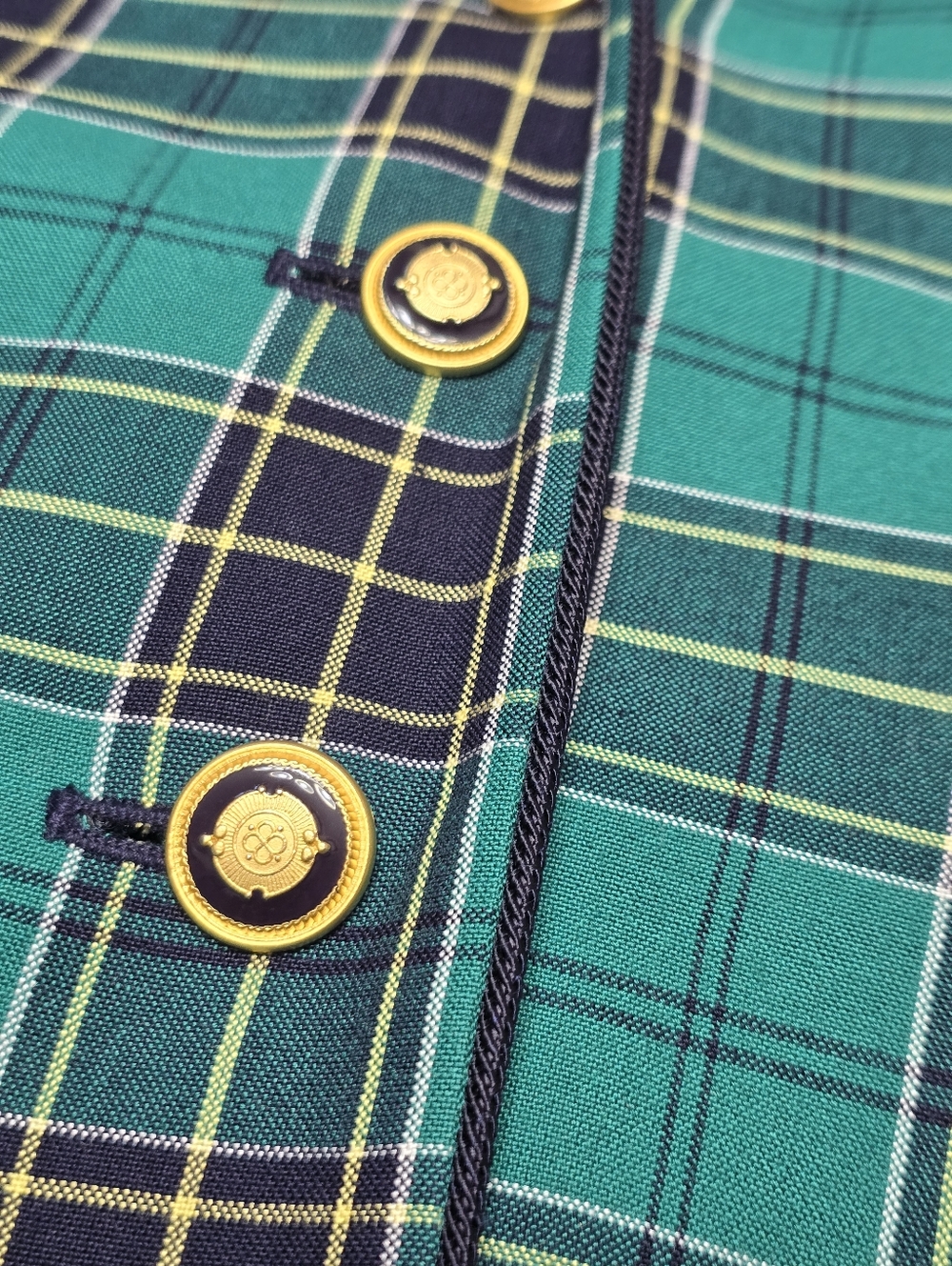 Le Suit Teal and Black Vintage Plaid Blazer And Skirt - Picture 4 of 7